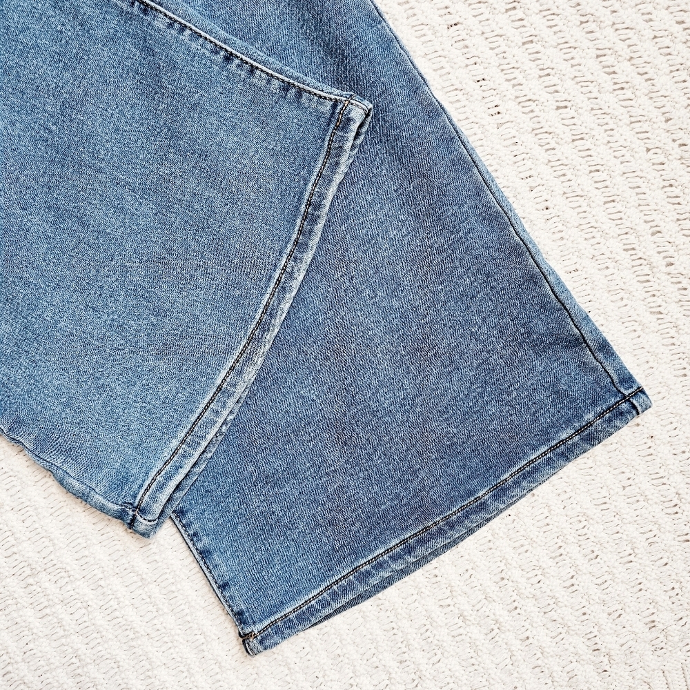 Risen MR Medium Wash Wide Leg Jeans Pleated Double Button Retro 80's Various NEW - Picture 15 of 15
